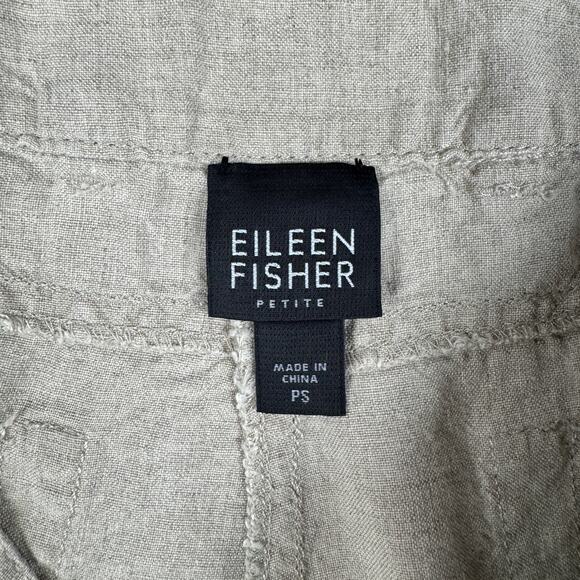 Eileen Fisher Women’s Petite Small Organic‎ Linen Pants Stone Straight Leg - Picture 8 of 14